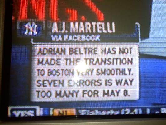The Yes Network used my comment on TV!